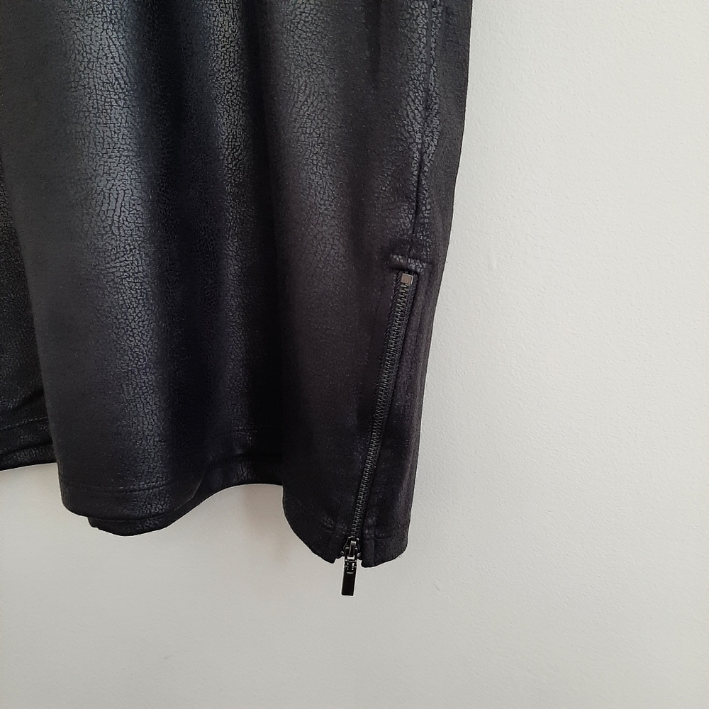 Gabrielle Union Shift Dress Black Leather Look Size Large - Picture 10 of 15